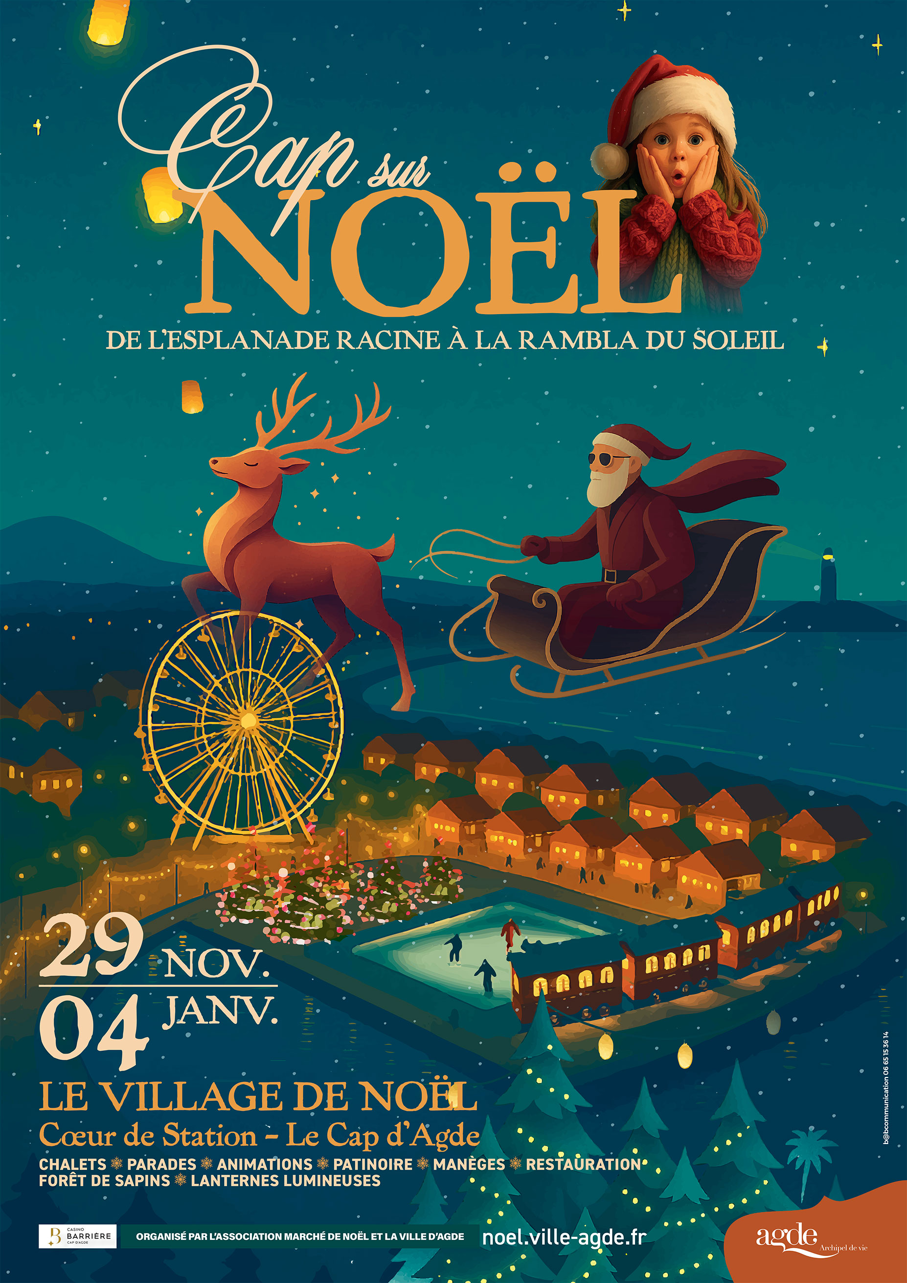 Le village de Noël Cap d'Agde du Centre port au Palais des Congrès du 29 novembre 2025 au 4 janvier 2026